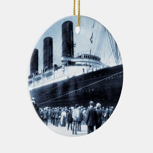 ニューヨークシティの青の調子でつながれるルシタニア セラミックオーナメント (右)