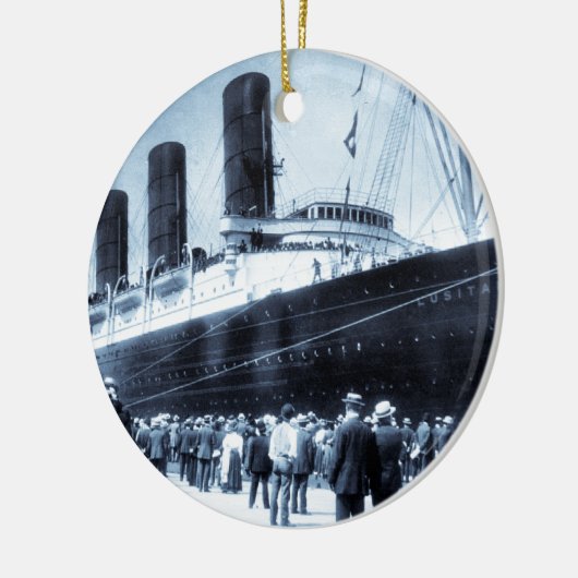 ニューヨークシティの青の調子でつながれるルシタニア セラミックオーナメント (左)