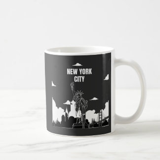 ニューヨークシティの風景ラインスタイルTシャツ コーヒーマグカップ