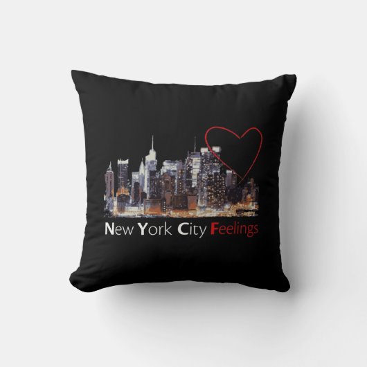 ニューヨークシティの黒い枕 クッション (正面)