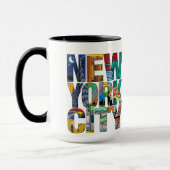 ニューヨークシティの黒15のozの信号器のマグ マグカップ (左)