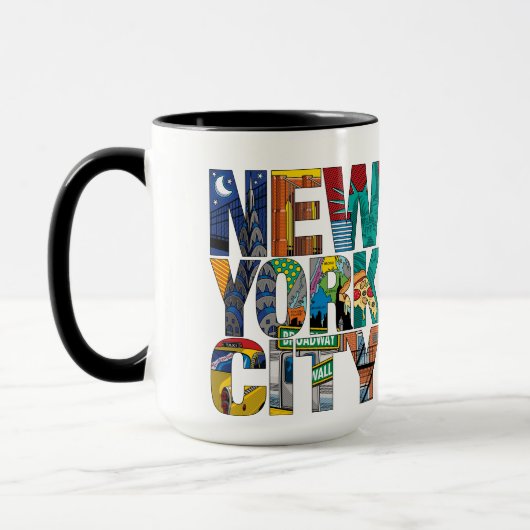 ニューヨークシティの黒15のozの信号器のマグ マグカップ (左)