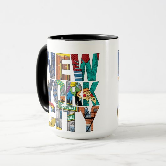 ニューヨークシティの黒15のozの信号器のマグ マグカップ (正面左)