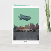 ニューヨークシティの30年代のスカイラインの軟式小型飛行船あなたの誕生日 カード (裏面)