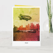 ニューヨークシティの30年代のスカイラインの軟式小型飛行船あなたの誕生日 カード (裏面)