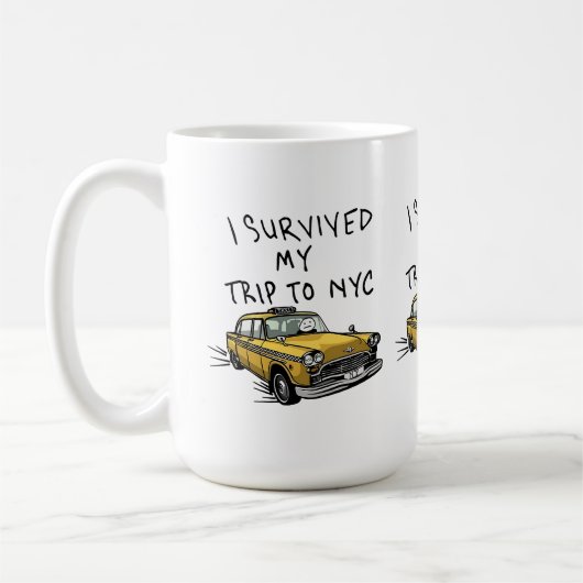 ニューヨークシティへの旅を生き延びた ニューヨークタクシー コーヒーマグカップ (左)