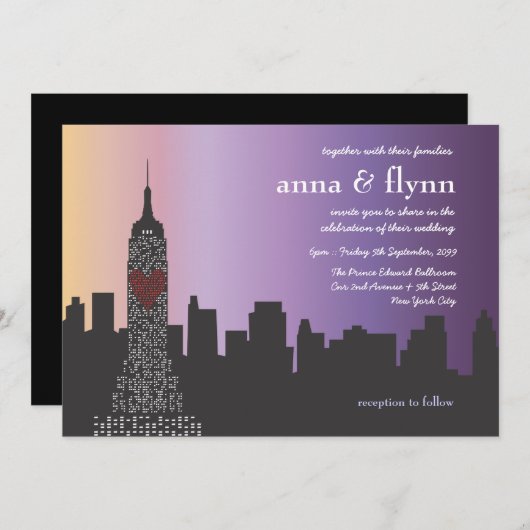 ニューヨークシティアットナイト結婚式招待状 招待状 (正面/裏面)