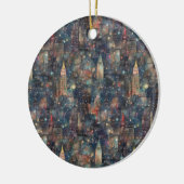 ニューヨークシティアットニューイヤーin水彩画 セラミックオーナメント (左)