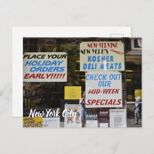 ニューヨークシティアッパーウエストサイドコシェールデリNYC ポストカード (正面/裏面)