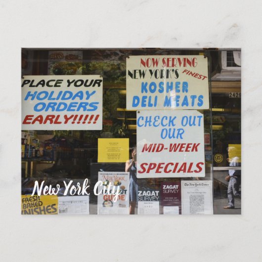 ニューヨークシティアッパーウエストサイドコシェールデリNYC ポストカード (正面)