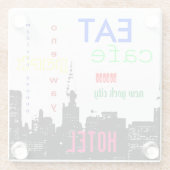 ニューヨークシティアポップ・アートのート ガラスコースター (裏面)