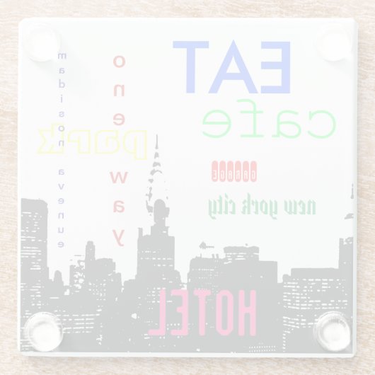 ニューヨークシティアポップ・アートのート ガラスコースター (裏面)