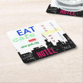 ニューヨークシティアポップ・アートのート スクエアペーパーコースター (アングル)