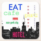 ニューヨークシティアポップ・アートのート スクエアペーパーコースター (正面)