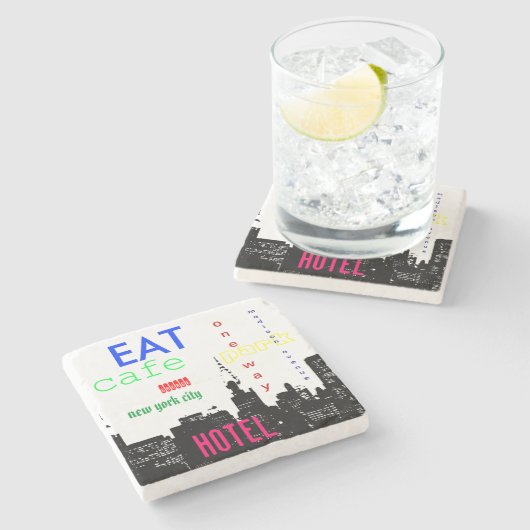 ニューヨークシティアポップ・アートのート ストーンコースター (横)