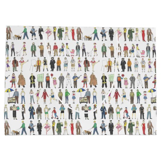 ニューヨークシティイラストレーションピープルオブニューヨーク抱き枕 ラージペーパーバッグ (裏面)