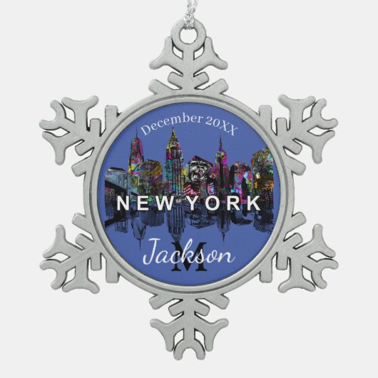 ニューヨークシティイングラフィティ スノーフレークピューターオーナメント (正面)