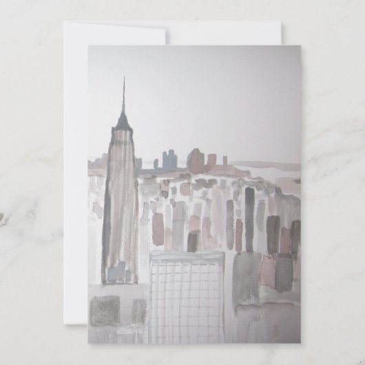 ニューヨークシティウォーターカラーデスティネーションシッ結婚クス 招待状 (裏面)