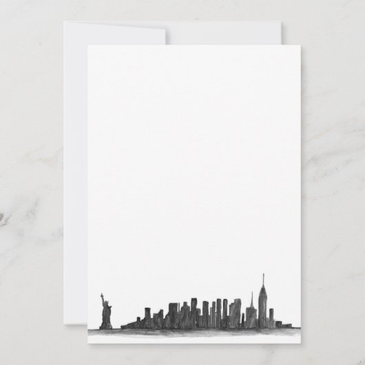 ニューヨークシティウォーターカラーデスティネーションシッ結婚クス 招待状 (裏面)