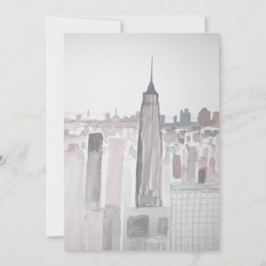 ニューヨークシティウォーターカラーデスティネーションシッ結婚クス 招待状 (裏面)