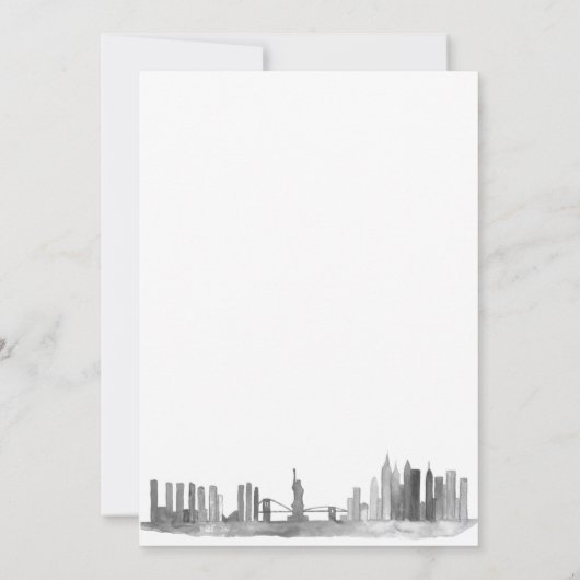 ニューヨークシティウォーターカラーデスティネーションシッ結婚クス 招待状 (裏面)