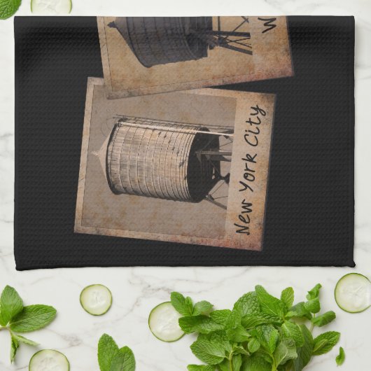 ニューヨークシティウォータータワーズティータオル キッチンタオル (折り畳み)