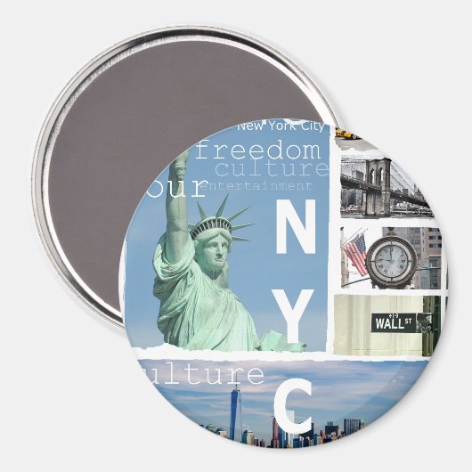 ニューヨークシティエレガントNYCモダンテンプレートサークル マグネット (正面/裏面)