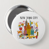 ニューヨークシティカートゥーンスタイル 缶バッジ (正面&裏面)