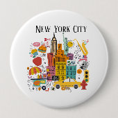 ニューヨークシティカートゥーンスタイル 缶バッジ (正面)