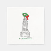 ニューヨークシティクリスマスニューヨーク超高層ビルリース スタンダードカクテルナプキン (正面)