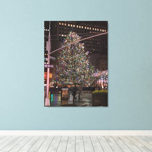 ニューヨークシティクリスマスロックフェラーセンターNYC キャンバスプリント (インサイチュ (ウッドフロア))