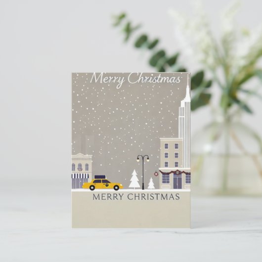 ニューヨークシティクリスマス | アイコニックな彫像ビッグアップル ポストカード (スタンド正面)