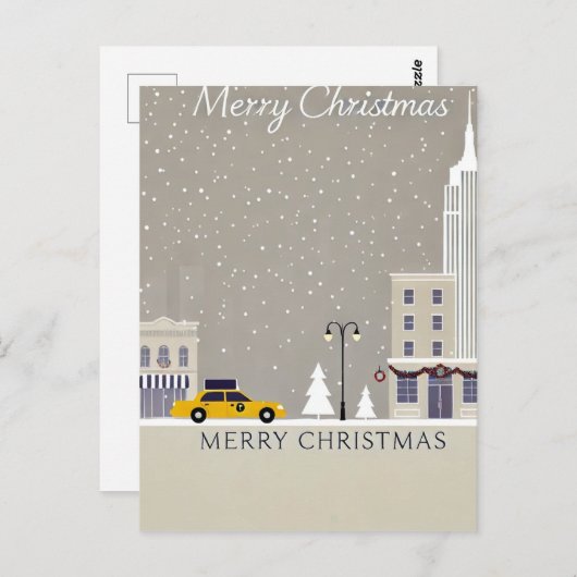 ニューヨークシティクリスマス | アイコニックな彫像ビッグアップル ポストカード (正面/裏面)