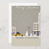 ニューヨークシティクリスマス | アイコニックな彫像ビッグアップル 招待状 (正面/裏面)