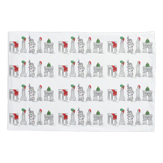 ニューヨークシティクリスマスNYCホリデーアーキテクチャー 枕カバー (裏面)