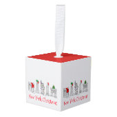 ニューヨークシティクリスマスNYCホリデーランドマークスクリスマス キューブオーナメント (正面アングル)