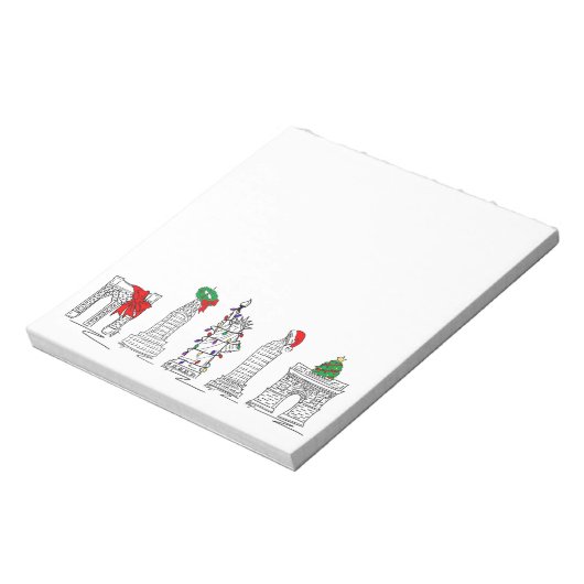 ニューヨークシティクリスマスNYCホリデーランドマークスクリスマス ノートパッド (回転)