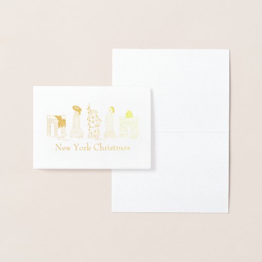 ニューヨークシティクリスマスNYCホリデーランドマークスクリスマス 箔カード (ディスプレー)