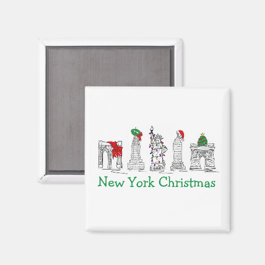 ニューヨークシティクリスマスNYCホリデーランドマークス マグネット (正面/裏面)