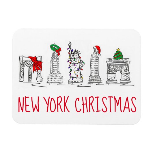 ニューヨークシティクリスマスNYCホリデーランドマークス マグネット (横)