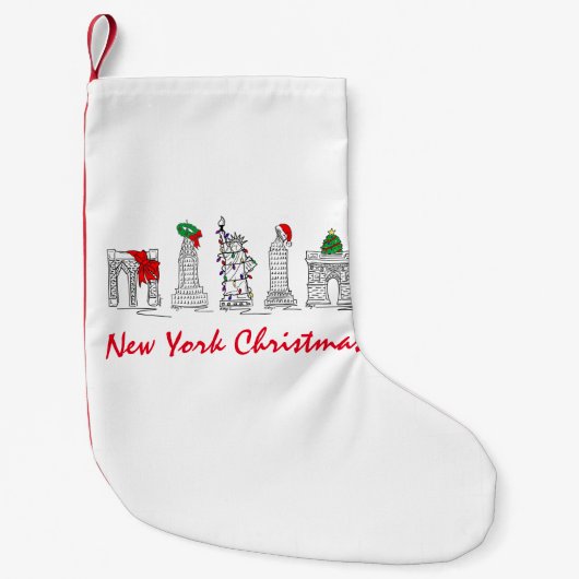 ニューヨークシティクリスマスNYCランドマークスホリデイクリスマス スモールクリスマスストッキング (正面)
