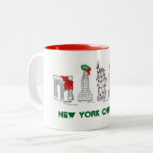 ニューヨークシティクリスマスNYCランドマークスホリデイクリスマス ツートーンマグカップ (正面左)