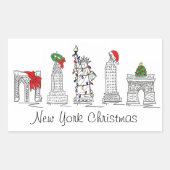 ニューヨークシティクリスマスNYCランドマークスホリデイクリスマス 長方形シール (正面)