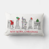 ニューヨークシティクリスマスNYCランドマークスホリデイ ランバークッション (正面)