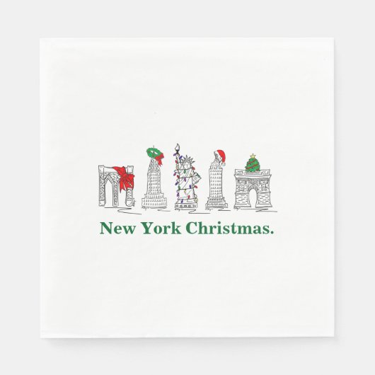 ニューヨークシティクリスマスNYC建物ホリデイ スタンダードランチョンナプキン (正面)