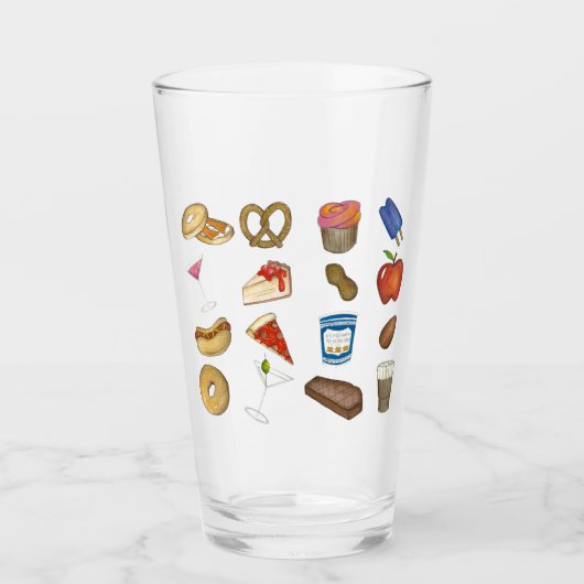 ニューヨークシティグルメアイコニックNYCフーズ タンブラーグラス (正面)