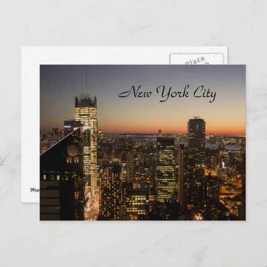 ニューヨークシティサンセットスカイライン ポストカード (正面/裏面)