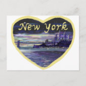 ニューヨークシティサンセットパープルシティスケープ絵画ズ ポストカード (正面)