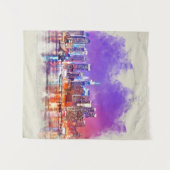 ニューヨークシティサンセット – 混合メディア タペストリー (正面(横))