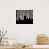 ニューヨークシティシルエットアポップ・アートのート ポスター (キッチン)